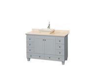 Wyndham Collection Acclaim 48 inch Single Bathroom Vanity in Oyster Gray Ivory Marble Countertop Pyra Bone Porcelain Sink and No Mirror