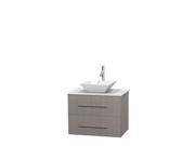 Wyndham Collection Centra 30 inch Single Bathroom Vanity in Gray Oak White Man Made Stone Countertop Pyra White Porcelain Sink and No Mirror