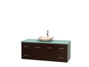 Wyndham Collection Centra 60 inch Single Bathroom Vanity in Espresso Green Glass Countertop Arista Ivory Marble Sink and No Mirror