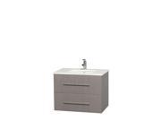 Wyndham Collection Centra 30 inch Single Bathroom Vanity in Gray Oak White Man Made Stone Countertop Undermount Square Sink and No Mirror
