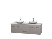 Wyndham Collection Centra 72 inch Double Bathroom Vanity in Gray Oak White Man Made Stone Countertop Arista White Carrera Marble Sinks and No Mirror