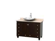 Wyndham Collection Acclaim 48 inch Single Bathroom Vanity in Espresso Ivory Marble Countertop Arista White Carrera Marble Sink and No Mirror