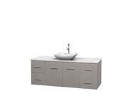 Wyndham Collection Centra 60 inch Single Bathroom Vanity in Gray Oak White Carrera Marble Countertop Avalon White Carrera Marble Sink and No Mirror