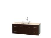 Wyndham Collection Centra 60 inch Single Bathroom Vanity in Espresso Ivory Marble Countertop Pyra White Porcelain Sink and No Mirror