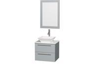 Wyndham Collection Amare 24 inch Single Bathroom Vanity in Dove Gray White Man Made Stone Countertop Pyra White Porcelain Sink and 24 inch Mirror