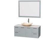 Wyndham Collection Amare 48 inch Single Bathroom Vanity in Dove Gray White Man Made Stone Countertop Arista Ivory Marble Sink and 46 inch Mirror