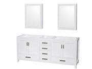 Wyndham Collection Sheffield 80 inch Double Bathroom Vanity in White No Countertop No Sinks and Medicine Cabinets