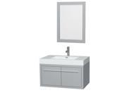 Wyndham Collection Axa 36 inch Single Bathroom Vanity in Dove Gray Acrylic Resin Countertop Integrated Sink and 24 inch Mirror