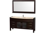 Wyndham Collection Daytona 60 inch Single Bathroom Vanity in Espresso Ivory Marble Countertop White Porcelain Undermount Sink and 60 inch Mirror