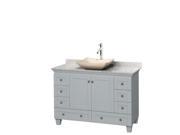 Wyndham Collection Acclaim 48 inch Single Bathroom Vanity in Oyster Gray White Carrera Marble Countertop Avalon Ivory Marble Sink and No Mirror