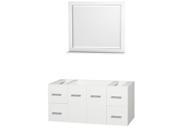 Wyndham Collection Centra 48 inch Single Bathroom Vanity in Matte White No Countertop No Sink and 36 inch Mirror