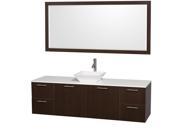 Wyndham Collection Amare 72 inch Single Bathroom Vanity in Espresso with White Man Made Stone Top with White Porcelain Sink and 70 inch Mirror