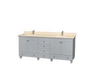 Wyndham Collection Acclaim 80 inch Double Bathroom Vanity in Oyster Gray Ivory Marble Countertop Undermount Square Sinks and No Mirrors