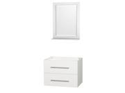 Wyndham Collection Centra 30 inch Single Bathroom Vanity in Matte White No Countertop No Sink and 24 inch Mirror