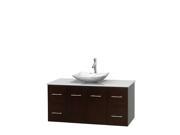 Wyndham Collection Centra 48 inch Single Bathroom Vanity in Espresso White Man Made Stone Countertop Arista White Carrera Marble Sink and No Mirror