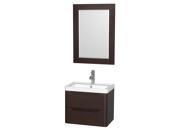 Wyndham Collection Murano 24 inch Single Bathroom Vanity in Espresso Acrylic Resin Countertop Integrated Sink and 24 inch Mirror