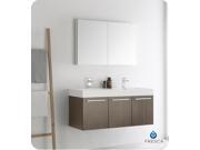 Fresca Vista 48 Gray Oak Wall Hung Double Sink Modern Bathroom Vanity w Medicine Cabinet