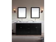 ARIEL Hamlet 73 Double Sink Vanity Set with White Quartz Countertop in Black