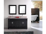 Design Element Hudson 60 Double Sink Vanity Set in Espresso with Crema Marfil Marble Countertop