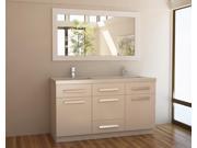 Design Element Moscony 60 Double Sink Vanity Set in White and Matching Mirror in White