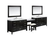 Design Element London 84 Single Sink Vanity Set in Espresso Finish with One Make up Table in Espresso Finish