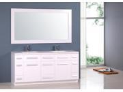 Design Element Moscony 72 Double Sink Vanity Set in White and Matching Mirror in White