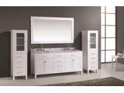 Design Element London 72 Double Sink Vanity Set in White with two matching linen cabinet in White