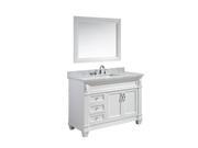 Design Element Hudson 48 Single Sink Vanity Set in White with White Carrara Marble Countertop