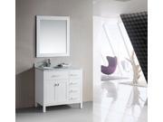 Design Element London 36 Single Sink Vanity Set in White Finish with Drawers on the Right