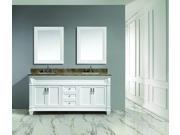 Design Element Hudson 72 Double Sink Vanity Set in White with Crema Marfil Marble Countertop