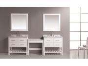 Design Element Two London 36 Single Sink Vanity Set in White with One Make up table in White