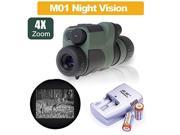 Blueskysea Free CR123A Battery Charger M01 4x50mm HD Night Vision Monocular Scope Telescope 150m Distance Blue infrared Illuminator for Hunting and Scouting