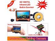 30m 4.3 LCD Monitor HD 1000TVL Wearable Fish Finder Underwater Fishing Camera