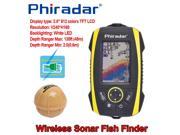 Phiradar Portable Wireless Sonar Sensor Fish Finder Color LCD Smart Fishfinder