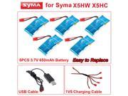 3.7V 650mAh Lipo Battery USB Charger Cable Spare Parts for Syma X5HC X5HW Drone