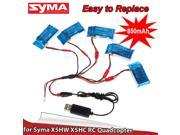 Syma 5Pcs 850mAh Battery 5 In 1 USB Charger Cable for X5HC X5HW Quadcopter Drone