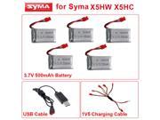 5pcs 3.7V 500mAh Lipo Battery Charger Cable For Syma X5HC X5HW Quadcopter Drone