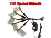 5pcs 7.4V 650mAh Battery 2to5 Wire charger For JJRC H8C H8D F183 Drone Copter