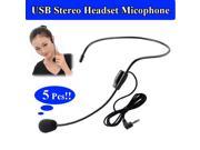 5 Pieces 3.5mm USB Wired Headset Microphone Cardioid Stereo Mic For PC Laptop
