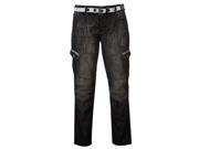 Airwalk Mens Belted Cargo Jeans Straight Fit Belt 6 Pockets Denim Trousers Pants