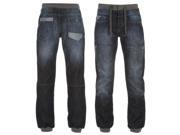 Airwalk Mens Cuffed Jeans Denim Pants Trousers Drawstring Casual Comfort