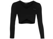 USA Pro Womens Cut Out Cardigan Seamless Long Sleeve V Neck Crop Top