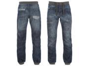 Airwalk Mens Cuffed Jeans Denim Pants Trousers Drawstring Casual Comfort