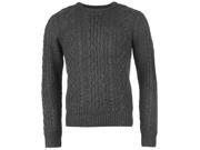 Firetrap Mens Neptune Cable Knit Breathable Ribbed Pullover Long Sleeve Crew
