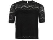 Firetrap Womens Lace Top Casual Short Sleeve Crew Neck Tee