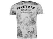 Firetrap Mens Blackseal Multi Skull T Shirt Lightweight Pattern Tonal Stitching