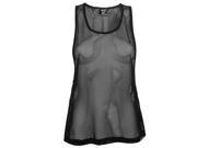 USA Pro Womens Little Mix Mesh Tank Top Scooped Arms Slots Sleeveless Round Neck