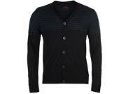 Pierre Cardin Mens Stripe Panel Cardigan Rib Jumper Long Sleeve Button Front Top