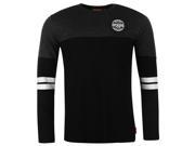 Kickers Mens T Shirt Cut and Sew Stripe Chest Print Long Sleeve Crew Neck Tee
