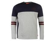 Kickers Mens T Shirt Cut and Sew Stripe Chest Print Long Sleeve Crew Neck Tee